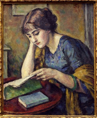 Læsning. Maleri af Charles Guerin (1875-1939), Olie på lærred af Charles Guerin