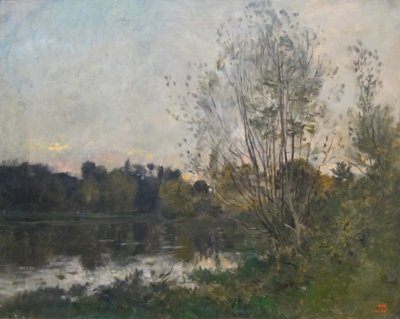 En sø i skoven i skumringen af Charles Francois Daubigny