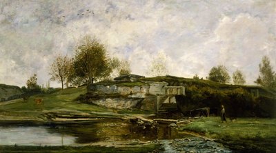 Sluse i Optevoz-dalen af Charles Francois Daubigny
