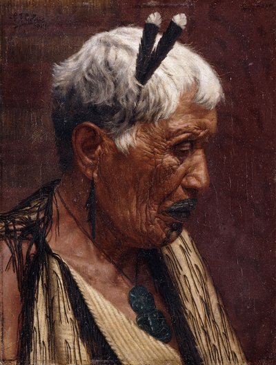 Ser tilbage - Wiripine Ninia, en Ngatiawa-høvding af Charles Frederick Goldie