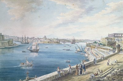 The Grand Harbour, Valletta, Malta (wc) af Charles Frederick de Brocktorff