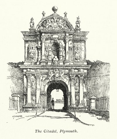 The Citadel, Plymouth (litografi) af Charles George Harper