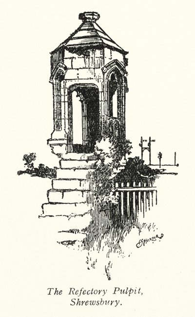 Prædikestolen i refektoriet, Shrewsbury (litografi) af Charles George Harper
