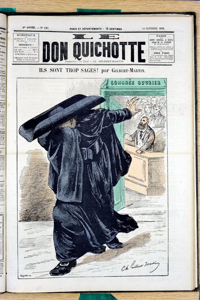 Cover af ""Le Don Quixote"", nummer 121, satirisk i farver af Charles Gilbert Martin