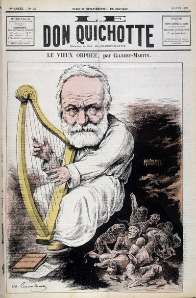 The Old Orpheus: tegneserie om Victor Hugo og Rusland - af Gilbert-Martin (Gilbert Martin), i "" Don Quixote af 23/06/1882 af Charles Gilbert Martin