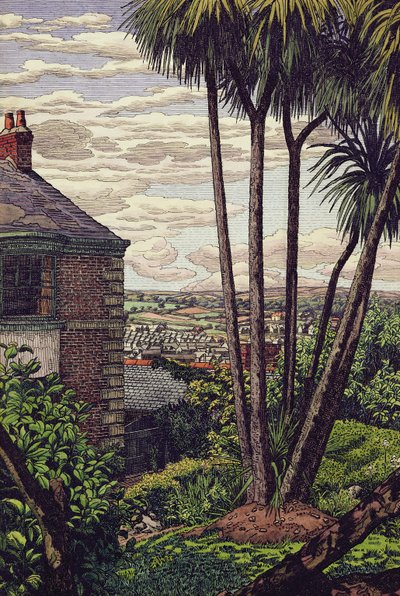 A Newlyn Garden (pen, blæk og akvarel på papir) af Charles Ginner