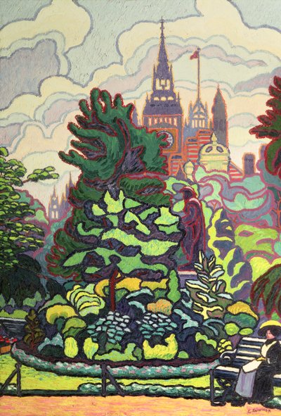 Haver langs Victoria Embankment af Charles Ginner