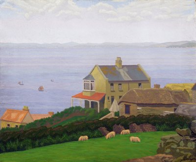 Landskab (olie på lærred) af Charles Ginner