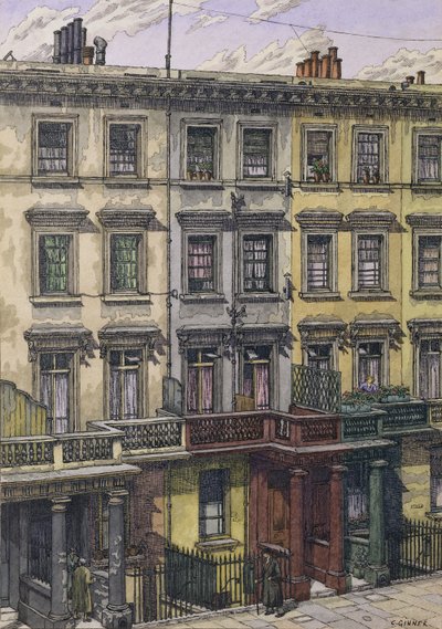 London Terrace (akvarel, pen og blæk på papir) af Charles Ginner