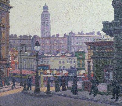 Sunlit Square, Victoria Station af Charles Ginner