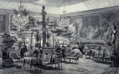 Prinsesse Mathildes vinterhave, tegning med gråt blæk og gouache af Charles Giraud (1819-1892) af Charles Giraud