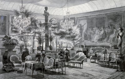 Prinsesse Mathildes vinterhave, gouache og blæk, tegning af Charles Giraud (1819-1892) af Charles Giraud