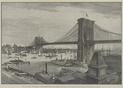 New York og Brooklyn Suspension Bridge fra Brooklyn Side, slutningen af 1800-tallet af Charles Graham