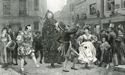 Jack-in-the-Green - en scene fra maj for 60 år siden (dvs. ca. 1830) af Charles Green