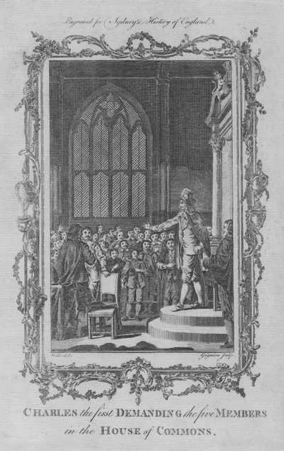 Charles I krævede de fem medlemmer i Underhuset, 1773. af Charles Grignion