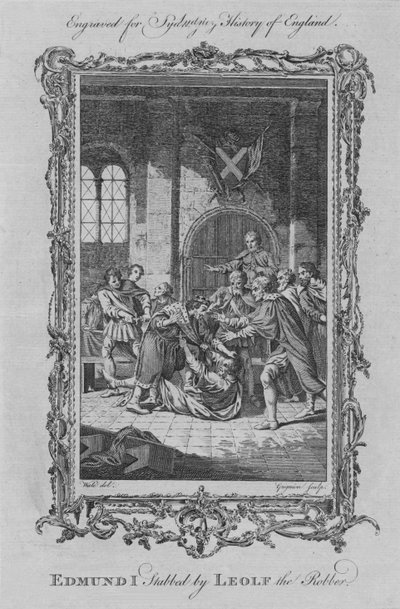 Edmund I stukket af Leolf røveren, 1773. af Charles Grignion