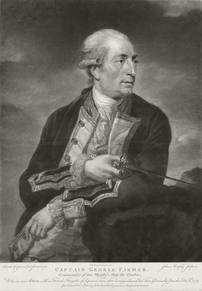 Portræt af George Farmer (1732-79), kaptajn på HMS "Quebec", graveret af John Murphy, udgivet af John Boydell (1719-1804) 1780 af Charles Grignion