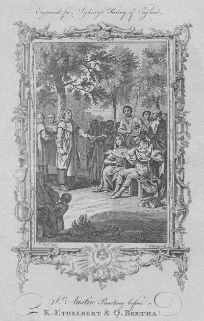 St. Augustine prædiker for kong Ethelbert og dronning Bertha, 1773. af Charles Grignion