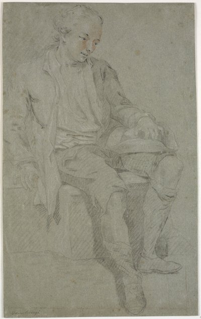 Studie af en siddende ung af Charles Grignion d.Æ.