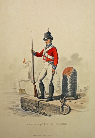 A Private of the Royal Marines, graveret af Joseph Constantine Stadler, udgivet 1815 (akvatint) af Charles Hamilton Smith