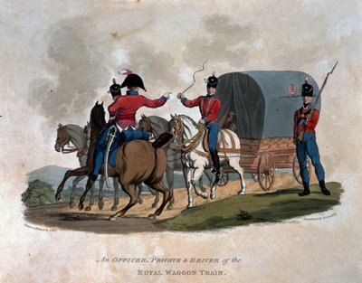 En officer, menig og fører af Royal Waggon Train, fra 