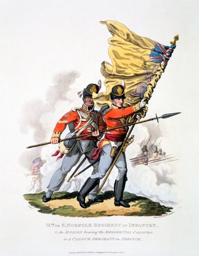 Uniform und Colours of the 9th or East Norfolk Regiment of Infantry, fra 