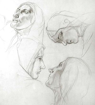Studie for de vise og tåbelige jomfruer af Charles Haslewood Shannon