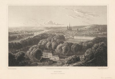 Rouen, fra Mont Sainte Catherine af Charles Heath
