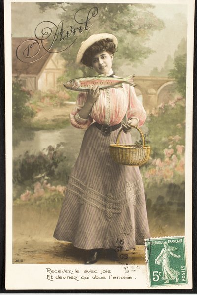 Gammelt postkort/Aprilfisk/Woman of the Belle Epoque af Augustus Kollner