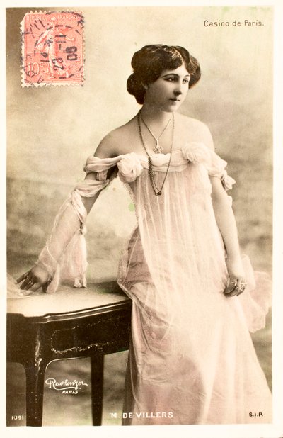 Gammelt postkort/M de Villers/Skuespillerinde/Casino de Paris af Augustus Kollner