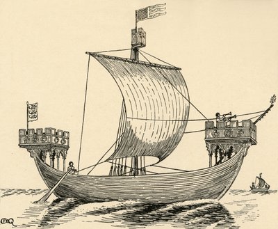 Et skib fra Edward I.s tid baseret på Dover-seglet, 1284, 1931 af Charles Henry Bourne Quennell