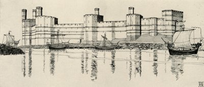 Eksteriør af Caernarvon Castle, North Wales, 1931 af Charles Henry Bourne Quennell