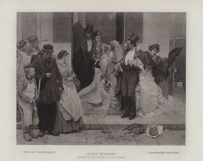 Tidlig morgen, der viser kontrasten mellem: Slid og tilfredshed; og Dissipation og Ruin (dybtryk) af Charles Hermans
