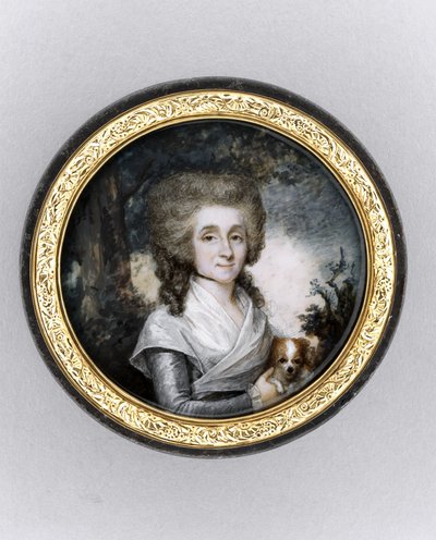 Æske med portræt af en kvinde, ca. 1785 (akvarel på elfenben, forgyldt, skildpadde og glas) af Charles Hénard