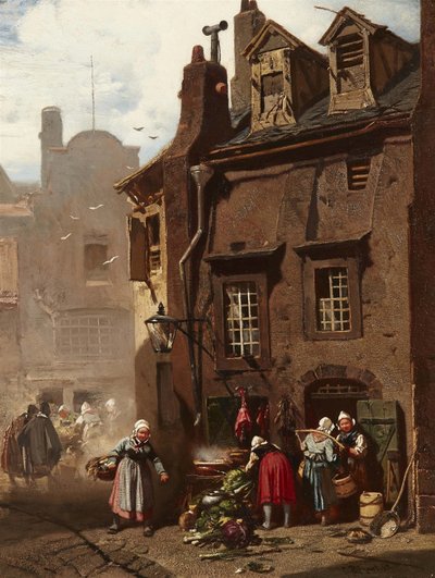 Tysk: Markttreiben in einer mittelalterlichen Stadt Markedsdag i en middelalderby af Charles Hoguet