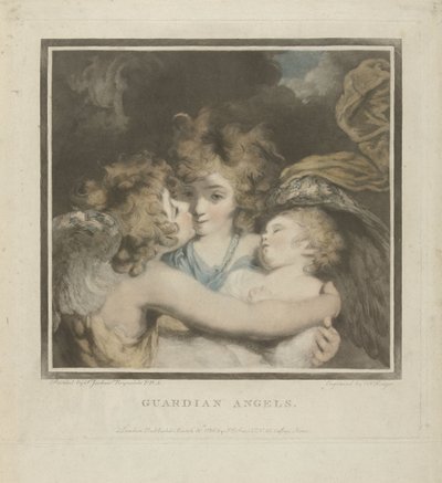 To engle og et barn Guardian Angels (titel på objekt) af Charles Howard Hodges