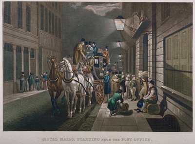 Postvogn uden for General Post Office, Lombard Street, City of London, 1827 af Charles Hunt