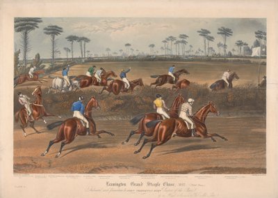 En af et sæt på fire: Leamington Grand Steeple Chase ... 1837. Plade 2. Mr. Christian på Scripton ... af Charles Hunt