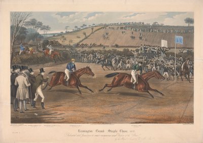 En af et sæt på fire: Leamington Grand Steeple Chase ... 1837. Plade 4. Marqs of Waterford on Monarch ... af Charles Hunt