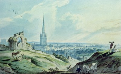 En udsigt over Norwich, fra Mousehold Hill, nær ruinerne af Ketts Castle af Charles, II Catton