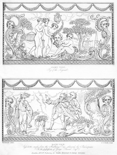 Udskåret cassolette lavet af træet fra Shakespeares morbærtræ, c1700-tallet, 1840 af Charles J. Smith