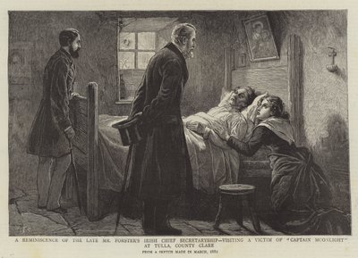 En reminiscens af den afdøde hr. Forsters irske chefsekretærskab, der besøgte et offer for kaptajn Moonlight i Tulla, County Clare af Charles J. Staniland