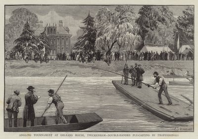 Lystfiskerturnering i Orleans House, Twickenham, dobbelthåndsfluekastning af professionelle af Charles J. Staniland
