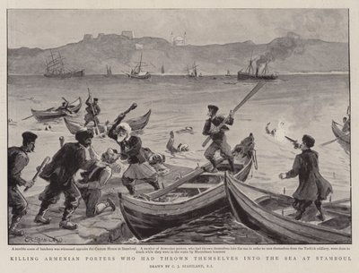 Dræbte armenske portører, der havde kastet sig i havet ved Stamboul af Charles J. Staniland