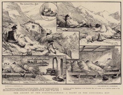 Bestigning af Finsteraarhorn, en nat i Concordia-hytten af Charles J. Staniland
