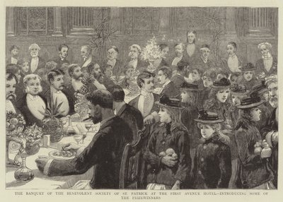 The Banket of the Benevolent Society of St Patrick på First Avenue Hotel, der introducerer nogle af prisvinderne af Charles J. Staniland