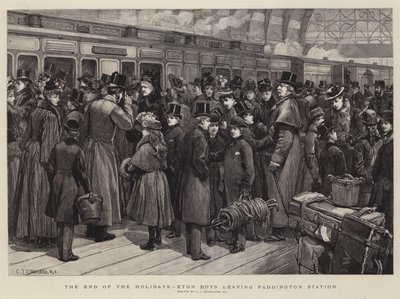 The End of the Holidays, Eton Boys forlader Paddington Station af Charles J. Staniland
