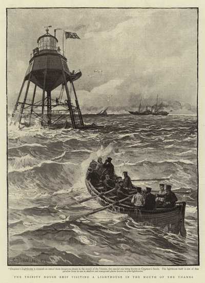 Trinity House-skibet besøger et fyrtårn i Themsen af Charles J. Staniland
