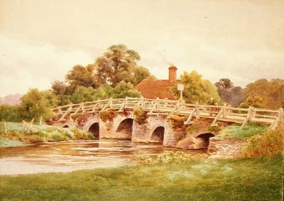 Frensham Bridge (akvarel) af Charles James Adams