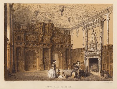 Crewe Hall, Cheshire (akvatint) af Charles James Richardson